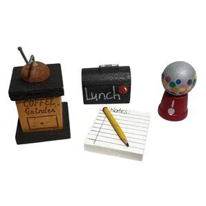 Wood Miniatures For Dollhouse Coffee Grinder Lunch Box Notebook Gumball Machine